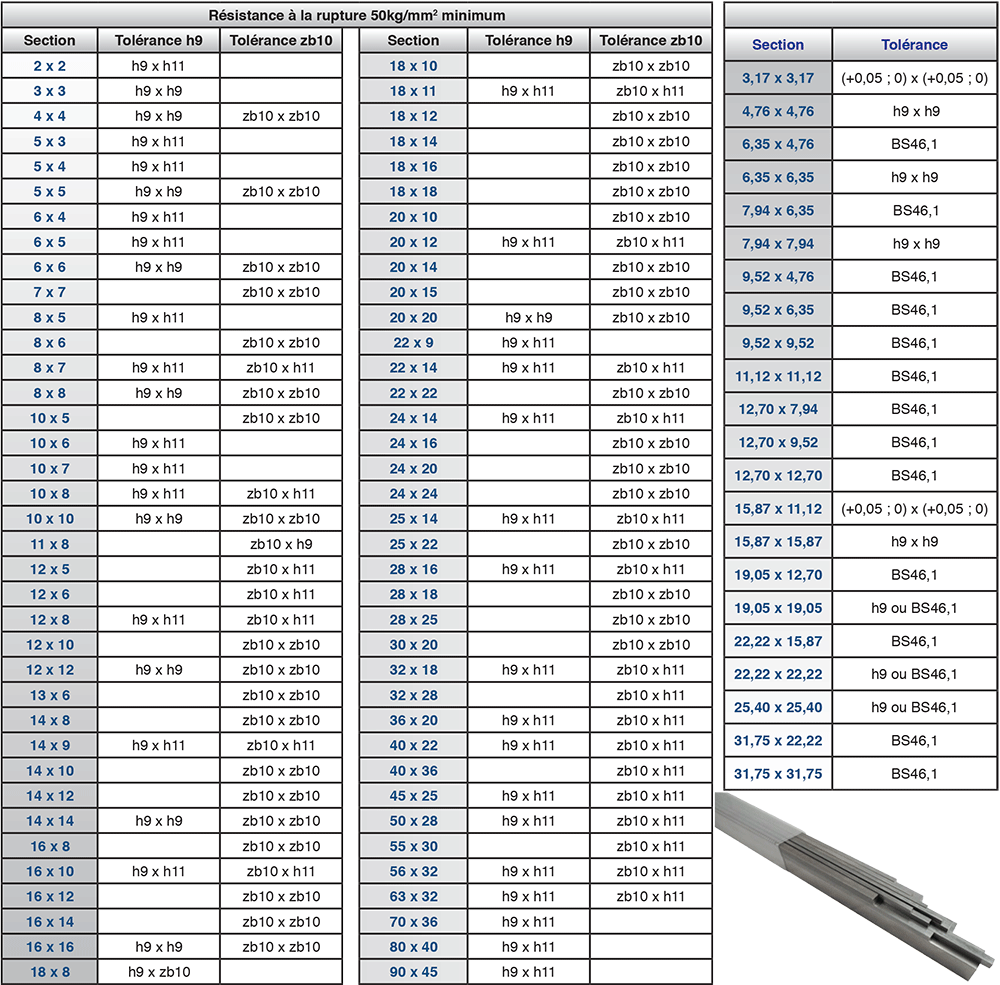 barreau longueur 500/1000